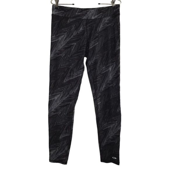 Champion Duo Dry Gray & Black Pattern Leggings Sz L - Picture 1 of 4